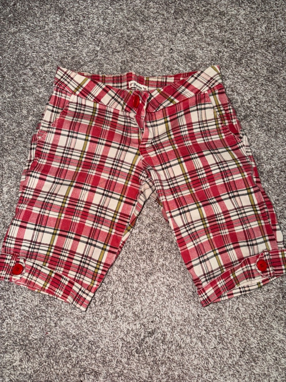 Papaya Forever Red Plaid Pull-On Knee Shorts